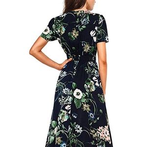 Button up Split Floral Print Flowy Dress